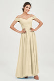 Spaghetti Straps Chiffon Pleated Ruched Bridesmaid Dress Long Formal Evening Dresses Gowns