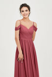 Spaghetti Straps Chiffon Pleated Ruched Bridesmaid Dress Long Formal Evening Dresses Gowns