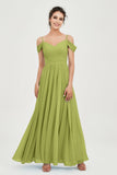 Spaghetti Straps Chiffon Pleated Ruched Bridesmaid Dress Long Formal Evening Dresses Gowns