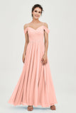 Spaghetti Straps Chiffon Pleated Ruched Bridesmaid Dress Long Formal Evening Dresses Gowns