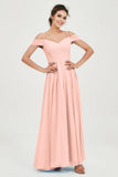 Spaghetti Straps Chiffon Pleated Ruched Bridesmaid Dress Long Formal Evening Dresses Gowns