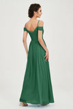 Spaghetti Straps Chiffon Pleated Ruched Bridesmaid Dress Long Formal Evening Dresses Gowns