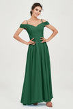 Spaghetti Straps Chiffon Pleated Ruched Bridesmaid Dress Long Formal Evening Dresses Gowns