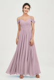 Spaghetti Straps Chiffon Pleated Ruched Bridesmaid Dress Long Formal Evening Dresses Gowns