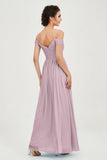 Spaghetti Straps Chiffon Pleated Ruched Bridesmaid Dress Long Formal Evening Dresses Gowns