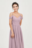 Spaghetti Straps Chiffon Pleated Ruched Bridesmaid Dress Long Formal Evening Dresses Gowns