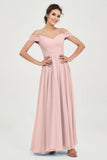 Spaghetti Straps Chiffon Pleated Ruched Bridesmaid Dress Long Formal Evening Dresses Gowns