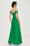 Spaghetti Straps Chiffon Pleated Ruched Bridesmaid Dress Long Formal Evening Dresses Gowns
