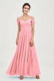 Spaghetti Straps Chiffon Pleated Ruched Bridesmaid Dress Long Formal Evening Dresses Gowns