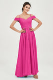 Spaghetti Straps Chiffon Pleated Ruched Bridesmaid Dress Long Formal Evening Dresses Gowns