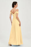 Spaghetti Straps Chiffon Pleated Ruched Bridesmaid Dress Long Formal Evening Dresses Gowns