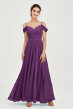 Spaghetti Straps Chiffon Pleated Ruched Bridesmaid Dress Long Formal Evening Dresses Gowns