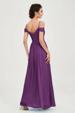 Spaghetti Straps Chiffon Pleated Ruched Bridesmaid Dress Long Formal Evening Dresses Gowns