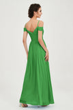 Spaghetti Straps Chiffon Pleated Ruched Bridesmaid Dress Long Formal Evening Dresses Gowns
