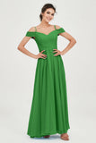 Spaghetti Straps Chiffon Pleated Ruched Bridesmaid Dress Long Formal Evening Dresses Gowns