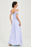 Spaghetti Straps Chiffon Pleated Ruched Bridesmaid Dress Long Formal Evening Dresses Gowns