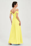 Spaghetti Straps Chiffon Pleated Ruched Bridesmaid Dress Long Formal Evening Dresses Gowns