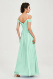 Spaghetti Straps Chiffon Pleated Ruched Bridesmaid Dress Long Formal Evening Dresses Gowns