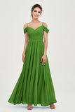Spaghetti Straps Chiffon Pleated Ruched Bridesmaid Dress Long Formal Evening Dresses Gowns