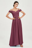Spaghetti Straps Chiffon Pleated Ruched Bridesmaid Dress Long Formal Evening Dresses Gowns