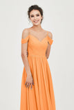 Spaghetti Straps Chiffon Pleated Ruched Bridesmaid Dress Long Formal Evening Dresses Gowns