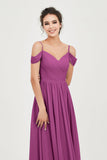 Spaghetti Straps Chiffon Pleated Ruched Bridesmaid Dress Long Formal Evening Dresses Gowns