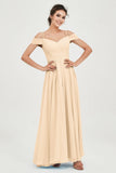 Spaghetti Straps Chiffon Pleated Ruched Bridesmaid Dress Long Formal Evening Dresses Gowns