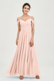Spaghetti Straps Chiffon Pleated Ruched Bridesmaid Dress Long Formal Evening Dresses Gowns