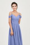 Spaghetti Straps Chiffon Pleated Ruched Bridesmaid Dress Long Formal Evening Dresses Gowns