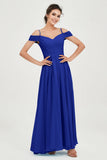 Spaghetti Straps Chiffon Pleated Ruched Bridesmaid Dress Long Formal Evening Dresses Gowns