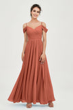 Spaghetti Straps Chiffon Pleated Ruched Bridesmaid Dress Long Formal Evening Dresses Gowns