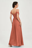 Spaghetti Straps Chiffon Pleated Ruched Bridesmaid Dress Long Formal Evening Dresses Gowns