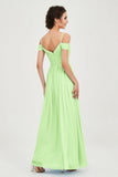 Spaghetti Straps Chiffon Pleated Ruched Bridesmaid Dress Long Formal Evening Dresses Gowns