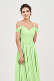 Spaghetti Straps Chiffon Pleated Ruched Bridesmaid Dress Long Formal Evening Dresses Gowns
