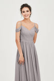 Spaghetti Straps Chiffon Pleated Ruched Bridesmaid Dress Long Formal Evening Dresses Gowns