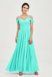 Spaghetti Straps Chiffon Pleated Ruched Bridesmaid Dress Long Formal Evening Dresses Gowns