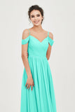 Spaghetti Straps Chiffon Pleated Ruched Bridesmaid Dress Long Formal Evening Dresses Gowns