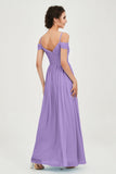 Spaghetti Straps Chiffon Pleated Ruched Bridesmaid Dress Long Formal Evening Dresses Gowns