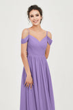Spaghetti Straps Chiffon Pleated Ruched Bridesmaid Dress Long Formal Evening Dresses Gowns