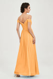 Spaghetti Straps Chiffon Pleated Ruched Bridesmaid Dress Long Formal Evening Dresses Gowns