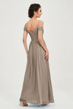 Spaghetti Straps Chiffon Pleated Ruched Bridesmaid Dress Long Formal Evening Dresses Gowns