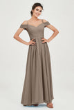 Spaghetti Straps Chiffon Pleated Ruched Bridesmaid Dress Long Formal Evening Dresses Gowns