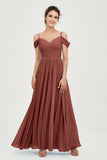Spaghetti Straps Chiffon Pleated Ruched Bridesmaid Dress Long Formal Evening Dresses Gowns