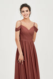 Spaghetti Straps Chiffon Pleated Ruched Bridesmaid Dress Long Formal Evening Dresses Gowns