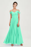 Spaghetti Straps Chiffon Pleated Ruched Bridesmaid Dress Long Formal Evening Dresses Gowns