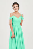 Spaghetti Straps Chiffon Pleated Ruched Bridesmaid Dress Long Formal Evening Dresses Gowns