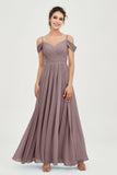 Spaghetti Straps Chiffon Pleated Ruched Bridesmaid Dress Long Formal Evening Dresses Gowns