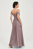 Spaghetti Straps Chiffon Pleated Ruched Bridesmaid Dress Long Formal Evening Dresses Gowns