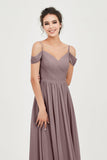 Spaghetti Straps Chiffon Pleated Ruched Bridesmaid Dress Long Formal Evening Dresses Gowns