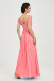 Spaghetti Straps Chiffon Pleated Ruched Bridesmaid Dress Long Formal Evening Dresses Gowns